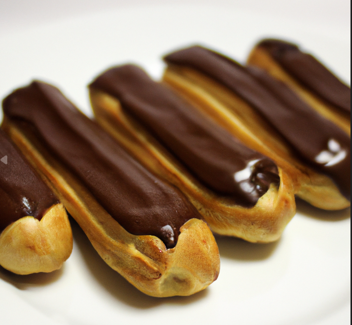 Minieclere cu crema de ciocolata si glazura de ciocolata